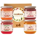 Набір джемів Yagodar червона смородина-груша + малина-апельсин + мандарин-апельсин + ананас, 4 шт х 210 г