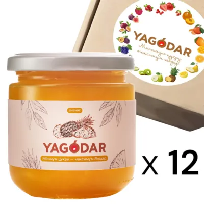 Набір джемів Yagodar ананас з низьким вмістом цукру, 12 шт х 210 г