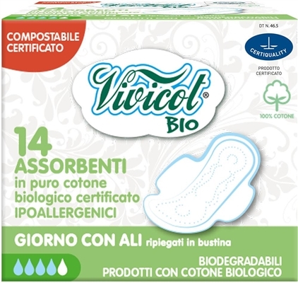 Прокладки Vivicot Bio гипоаллергенные, для умеренных выделений, 14 шт