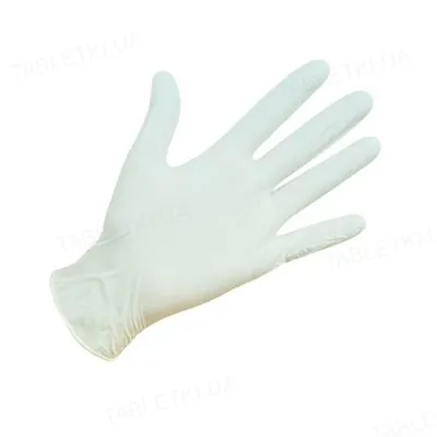 Рукавички оглядові 2В Latex Gloves латексні з пудрою нестерильні, розмір L, пара