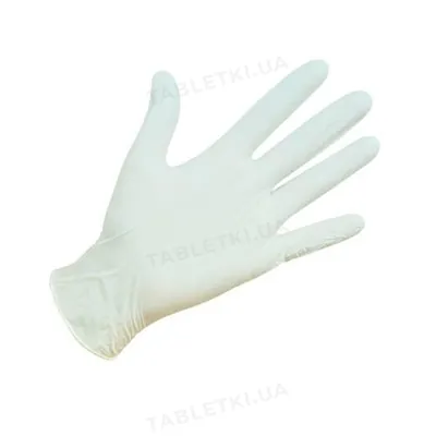 Рукавички оглядові 2В Latex Gloves латексні з пудрою нестерильні, розмір S, пара