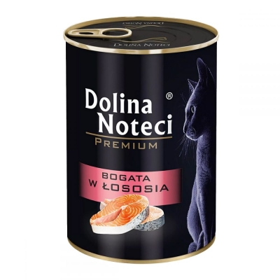 Консерва для котів Dolina Noteci Premium Cat м'ясні шматочки з лососем в соусі, 400 г