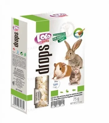 Дропси для гризунів і кроликів Lolo Pets Медово-молочні, 75 г