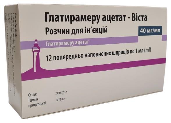 Глатирамера ацетат-Виста раствор д/ин. 40 мг/мл по 1 мл №12 в предвар. запол. шпр.