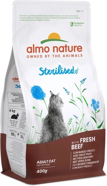 Корм сухой Almo Nature Holistic Cat для стерилизованных кошек с говядиной, 400 г