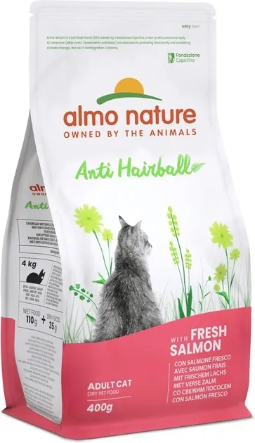 Корм сухий Almo Nature Holistic Cat для виведення шерсті у дорослих котів зі свіжим лососем, 400 г