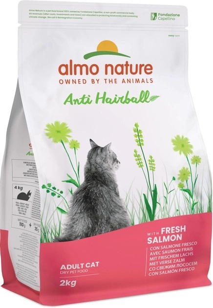 Корм сухой Almo Nature Holistic Cat для вывода шерсти у взрослых кошек со свежим лососем, 2 кг