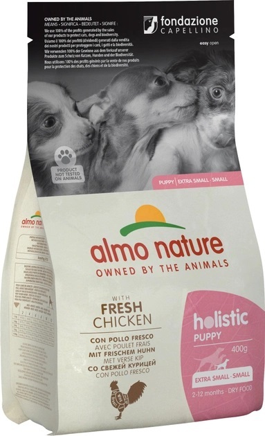 Корм сухой Almo Nature Holistic Dog XS-S для щенков маленьких пород со свежей курицей, 400 г