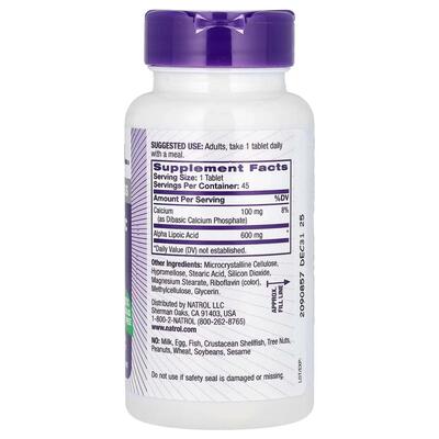Альфа-липоевая кислота Natrol Alpha Lipoic Acid 600 мг, 45 таблеток