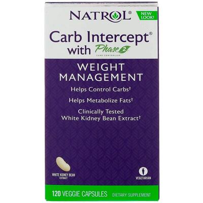 Добавка для снижения веса Natrol Carb Intercept Phase 2, 120 капсул