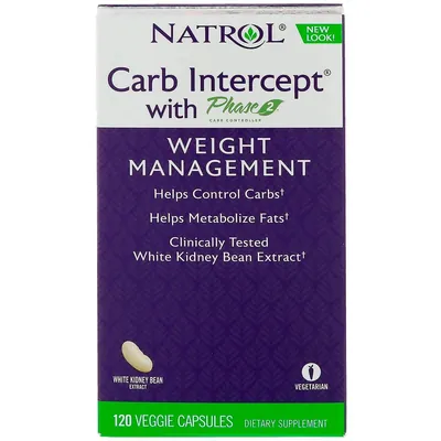 Добавка для зниження ваги Natrol Carb Intercept Phase 2, 120 капсул