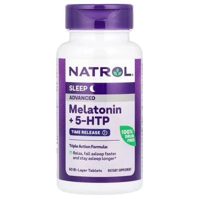 Мелатонін + 5 НТР Natrol Melatonin + 5-HTP, 60 таблеток