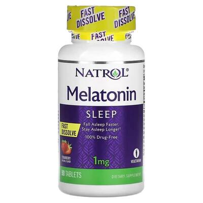 Мелатонин Natrol Melatonin Fast Dissolve 1 мг, вкус клубники, 90 таблеток
