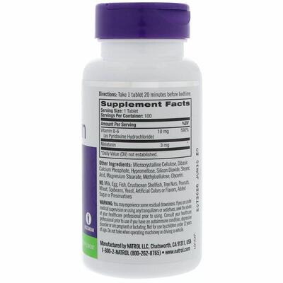 Мелатонин Natrol Melatonin с медленным высвобождением 3 мг, 100 таблеток