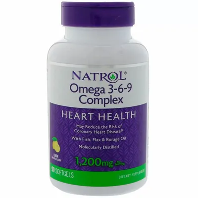 Омега 3-6-9 Natrol Omega 3-6-9 Complex з лимонним смаком, 1200 мг, 90 капсул