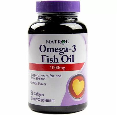 Омега-3 Natrol Omega-3 Fish Oil лимонный вкус, 1000 мг, 60 капсул