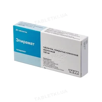 Епірамат таблетки, в/плів. обол. по 100 мг №28 (14х2)