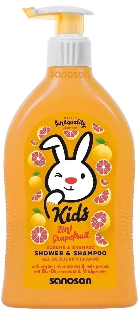 Шампунь-гель детский Sanosan Kids 2в1 для душу Грейпфрут, 400 мл