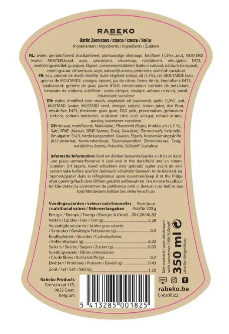 Соус Rabeko Sauce Zero Garlic низькокалорійний, без цукру, часниковий, 350 мл