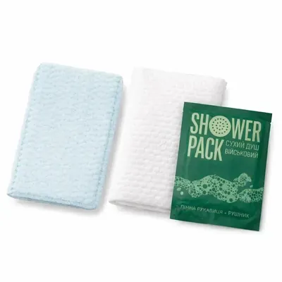 Душ сухий військовий Shower pack пінна рукавиця + рушник