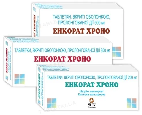 Енкорат хроно таблетки, в/о, прол./д. по 500 мг №30 (10х3)