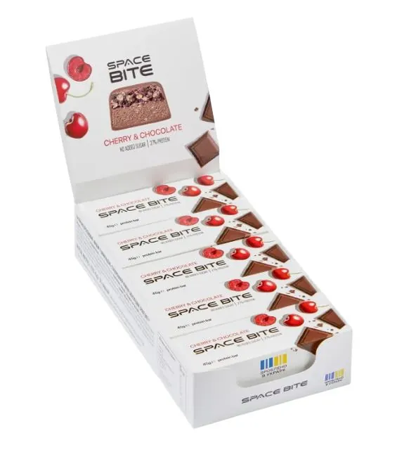 Батончик протеїновий Space Bite Protein Bar 27% протеїну вишня та шоколад, 10 штук по 45 г