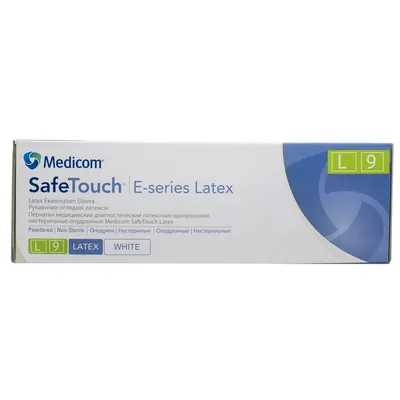 Рукавички оглядові Medicom SafeTouch E-Series Latex латексні припудрені, розмір L, нестерильні, 1 пара