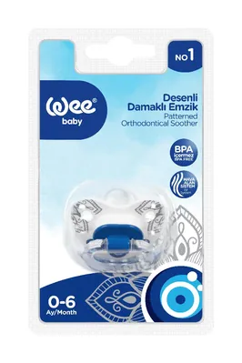 Пустушка силіконова Wee Baby Evil Eye 265 №1 ортодонтична з оберегом від пристріту 0-6 місяців, 1 шт