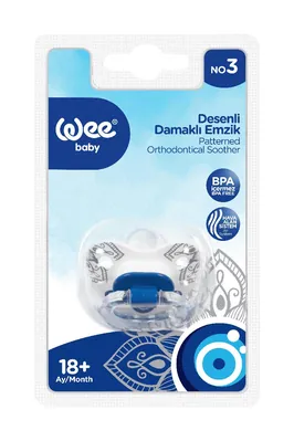 Пустушка силіконова Wee Baby Evil Eye 267 №3 ортодонтична з оберегом від пристріту 18+ місяців, 1 шт