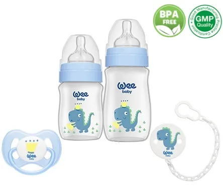 Набір Wee Baby Little Dinosaurs Динозаврики (197) для годування новонароджених, блакитний