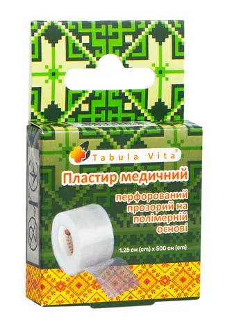 Пластир Tabula Vita на полімерній основі перфорований прозорий, 1,25 см х 500 см