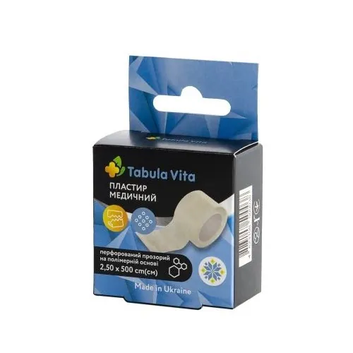 Пластир Tabula Vita на полімерній основі перфорований прозорий, 2,5 см х 500 см