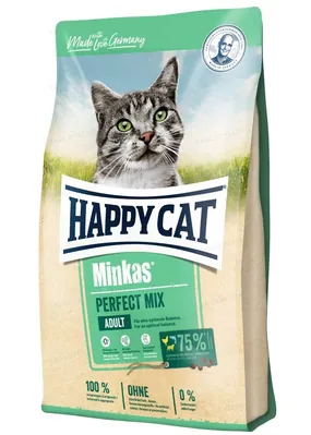 Корм сухий Happy Cats Minkas Perfect Mix для дорослих кішок з птицею, ягнятком та рибою, 1,5 кг