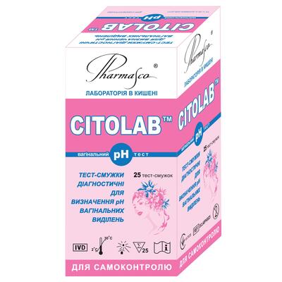 Тест-полоски Citolab pH для определения pH вагинальных выделений, 25 штук
