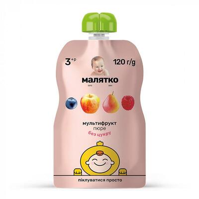 Пюре фруктовое Малятко Мультифрукт для детей от 3 лет, 120 г