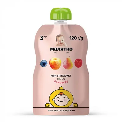 Пюре фруктове Малятко Мультифрукт для дітей від 3 років, 120 г