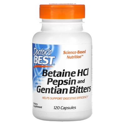 Бетаин HCL и Пепсин Doctor's Best Betaine HCL & Pepsin, 120 капсул