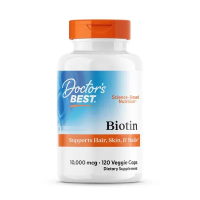 Вітаміни Біотин 10000 мкг Doctor's Best Biotin 10000 mcg (В7) , 120 вегетаріанських капсул