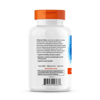 Вітамін D3 5000IU Doctor's Best Vitamin D3, 720 желатинових капсул