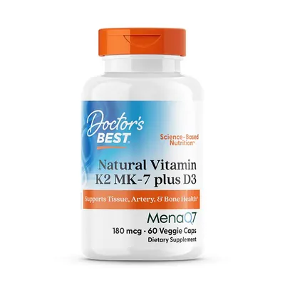 Вітамін K2 з D3 Doctor's Best Vitamin K2 plus Vitamin D3 180 мкг, 60 капсул