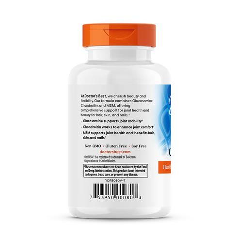 Глюкозамин хондроитин МСМ Doctor's Best Glucosamine Chondroitin MSM with OptiMSM, 120 вегетарианских капсул