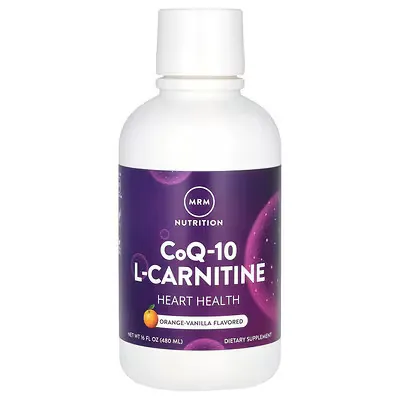 Коензим CoQ10 та L-карнітин MRM Nutrition CoQ-10 with L-Carnitine рідкий апельсин та ваніль, 480 мл