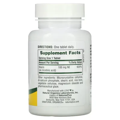 Ніацин Nature's Plus Niacin 100 мг, 90 таблеток