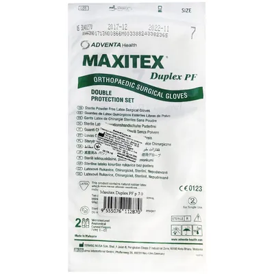 Рукавички хірургічні Maxitex Duplex PF латексні без пудри, розмір 7,0 стерильні, пара