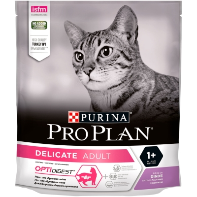 Корм сухой для взрослых кошек Purina Pro Plan Delicate Adult 1+ с индейкой, 400 г