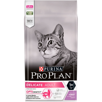 Корм сухой для взрослых кошек Purina Pro Plan Delicate Turkey со вкусом индейки, 1,5 кг