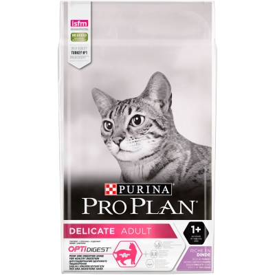 Корм сухой для взрослых кошек Purina Pro Plan Delicate Turkey со вкусом индейки, 10 кг
