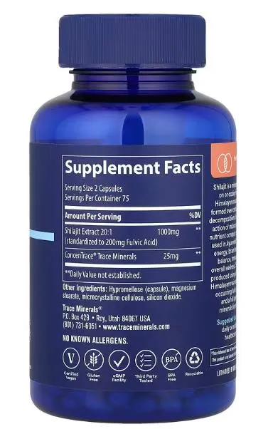 Мумійо Trace Minerals Shilajit, 150 капсул