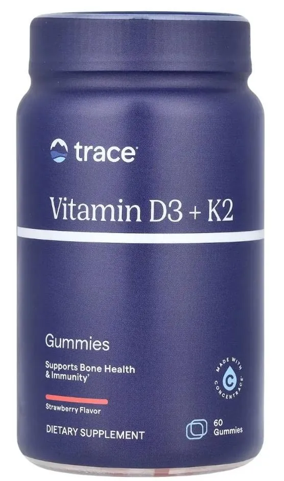 Вітамін D3 і K2 Trace Minerals Vitamin D3 + K2 Gummies смак полуниці, 60 жувальних цукерок