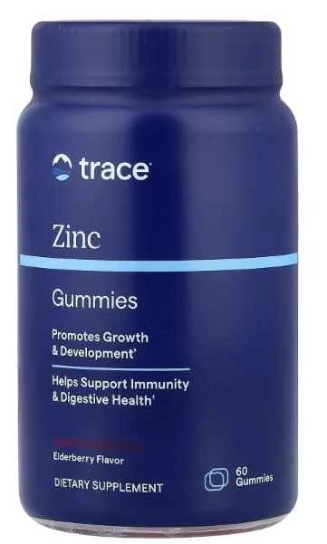 Цинк Trace Minerals Zinc Gummies 30 мг смак бузини, 60 жувальних цукерок